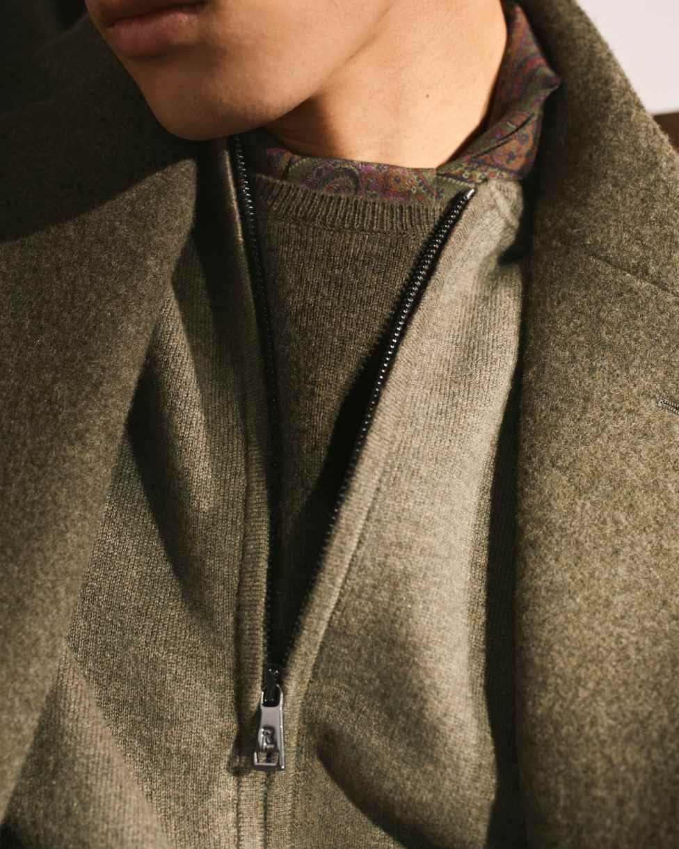Kaschmir-Strickjacke mit Reißverschluss