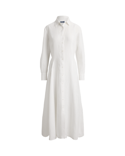 Leinen-Hemdkleid mit Bindebändern