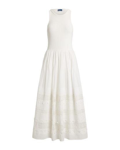 Trägerkleid mit Spitzenbesatz