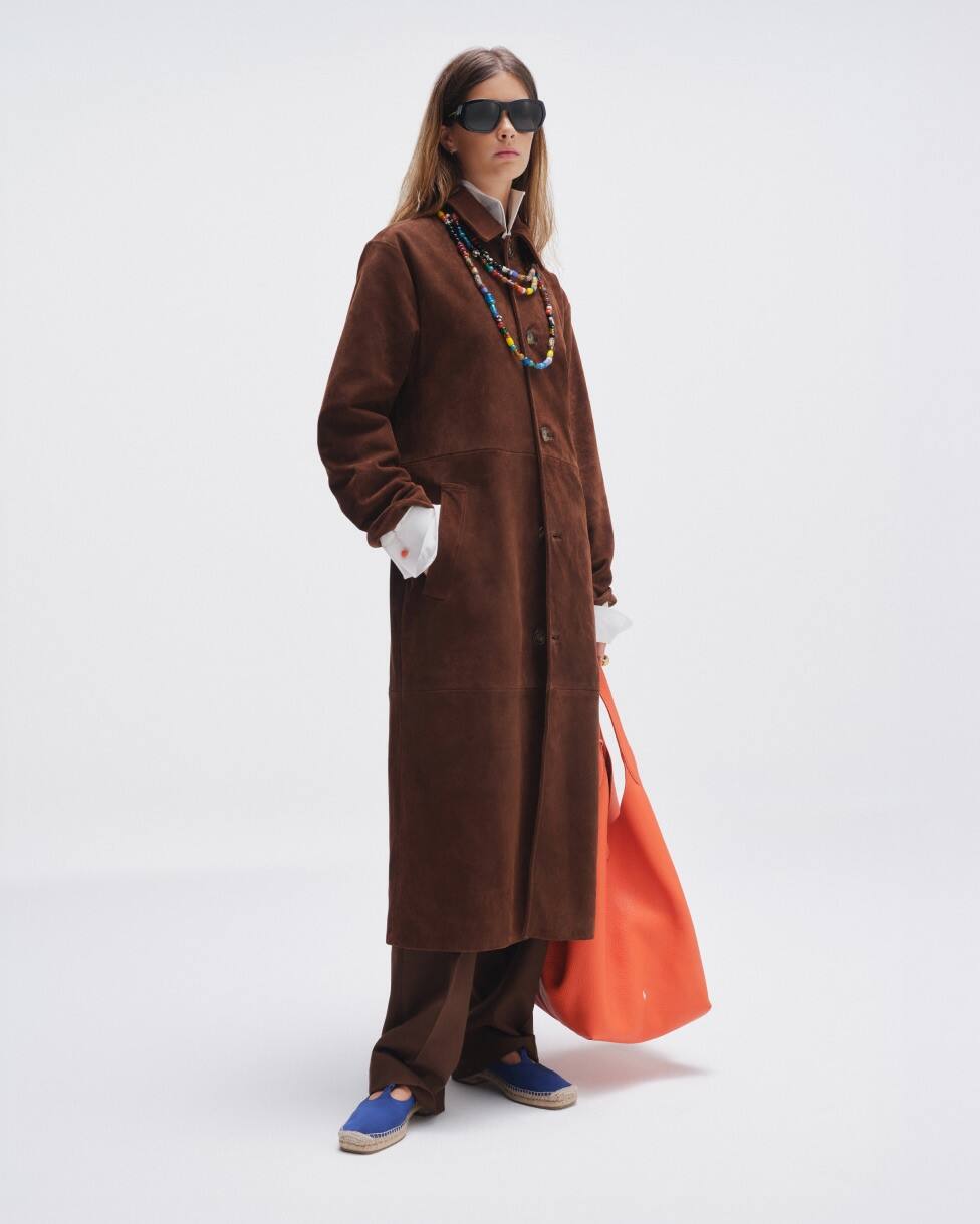 Lange 3/4-Jacke aus Wildleder
