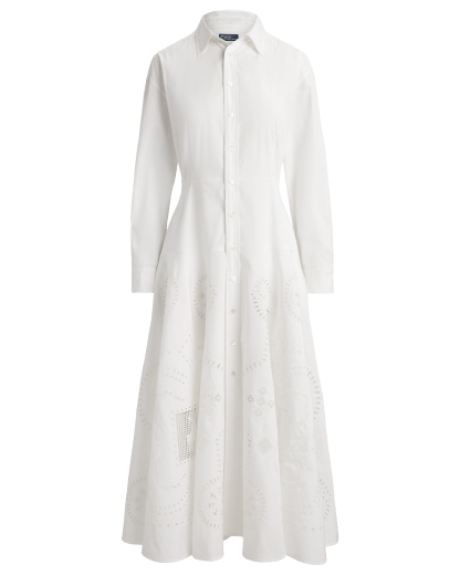 Baumwoll-Hemdkleid mit Lochstickerei