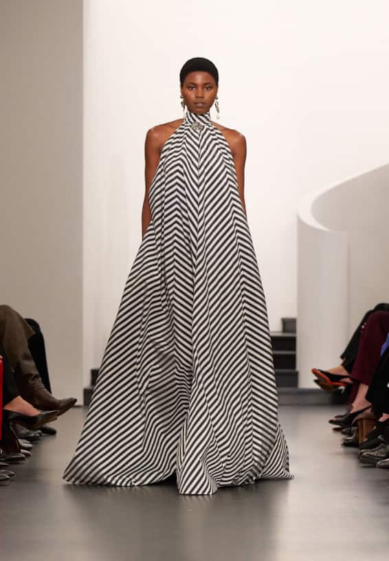 A look from Ralph Lauren’s Fall 2025 runway show shown on model.
