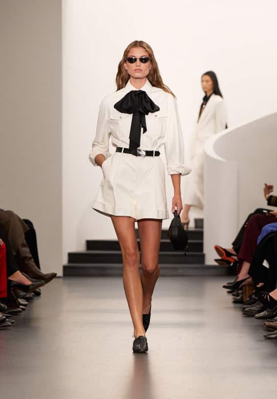 A look from Ralph Lauren’s Fall 2025 runway show shown on model.