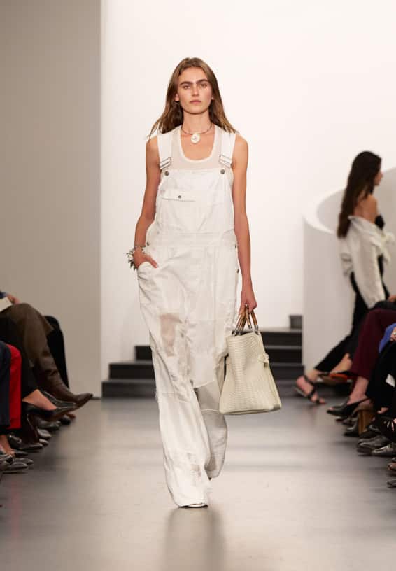 A look from Ralph Lauren’s Fall 2025 runway show shown on model.