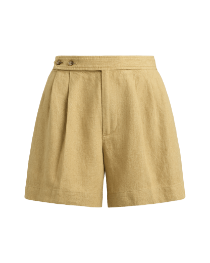 Bundfaltenshorts aus Délavé-Leinen