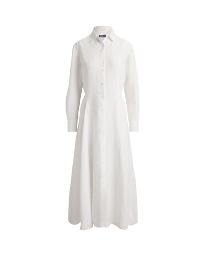 Leinen-Hemdkleid mit Bindebändern