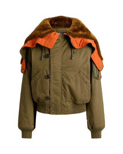 Fliegerjacke mit Lammfell-Kapuze