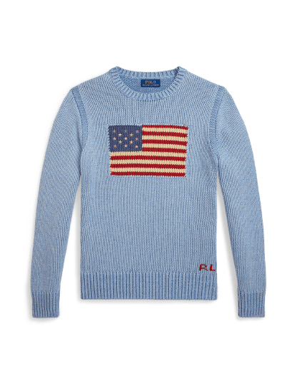 Melierter Pullover mit US-Flagge