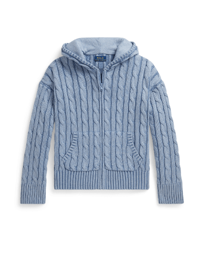 Baumwoll-Kapuzenjacke mit Zopfmuster