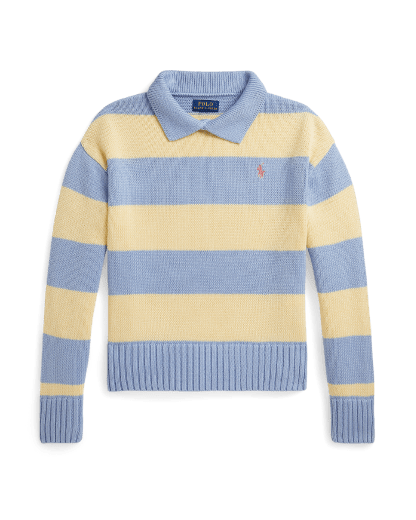 Gestreifter Polo-Pullover aus Baumwolle