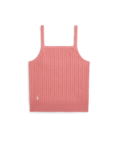Baumwoll-Tanktop mit Mini-Zopfmuster