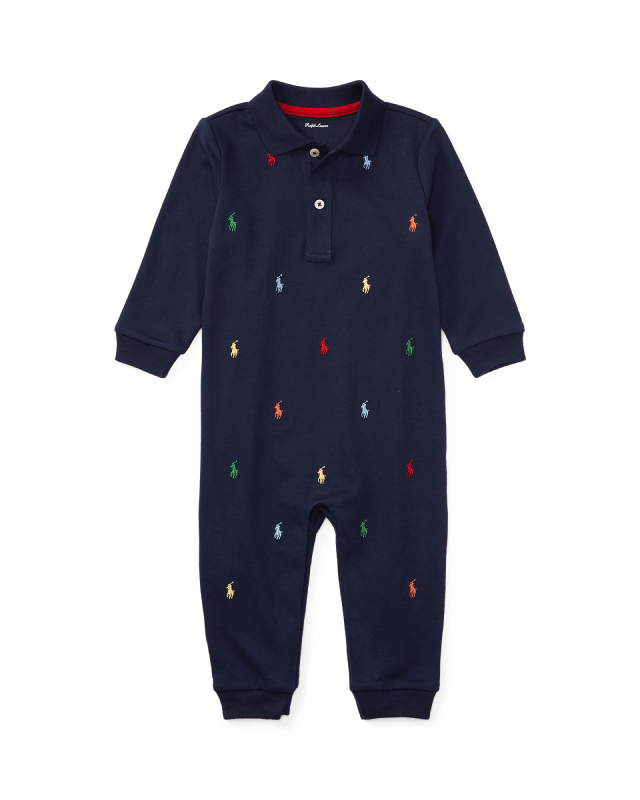 Weicher Baumwoll-Strampler mit Polo Pony