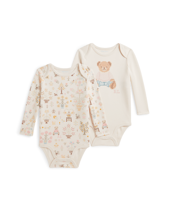 Zwei Baumwoll-Babybodys mit Polo Bear