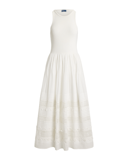 Trägerkleid mit Spitzenbesatz