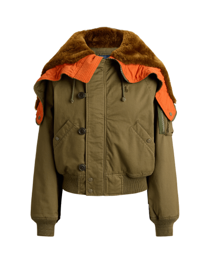 Fliegerjacke mit Lammfell-Kapuze