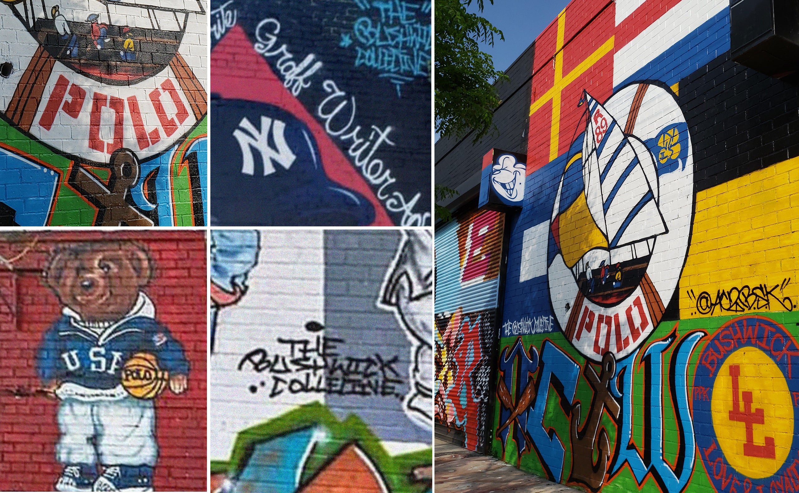 Ein &Uuml;berblick &uuml;ber die Wandbilder mit Polo-Motiven von AC2BSK, die er seit 2015 gemalt hat