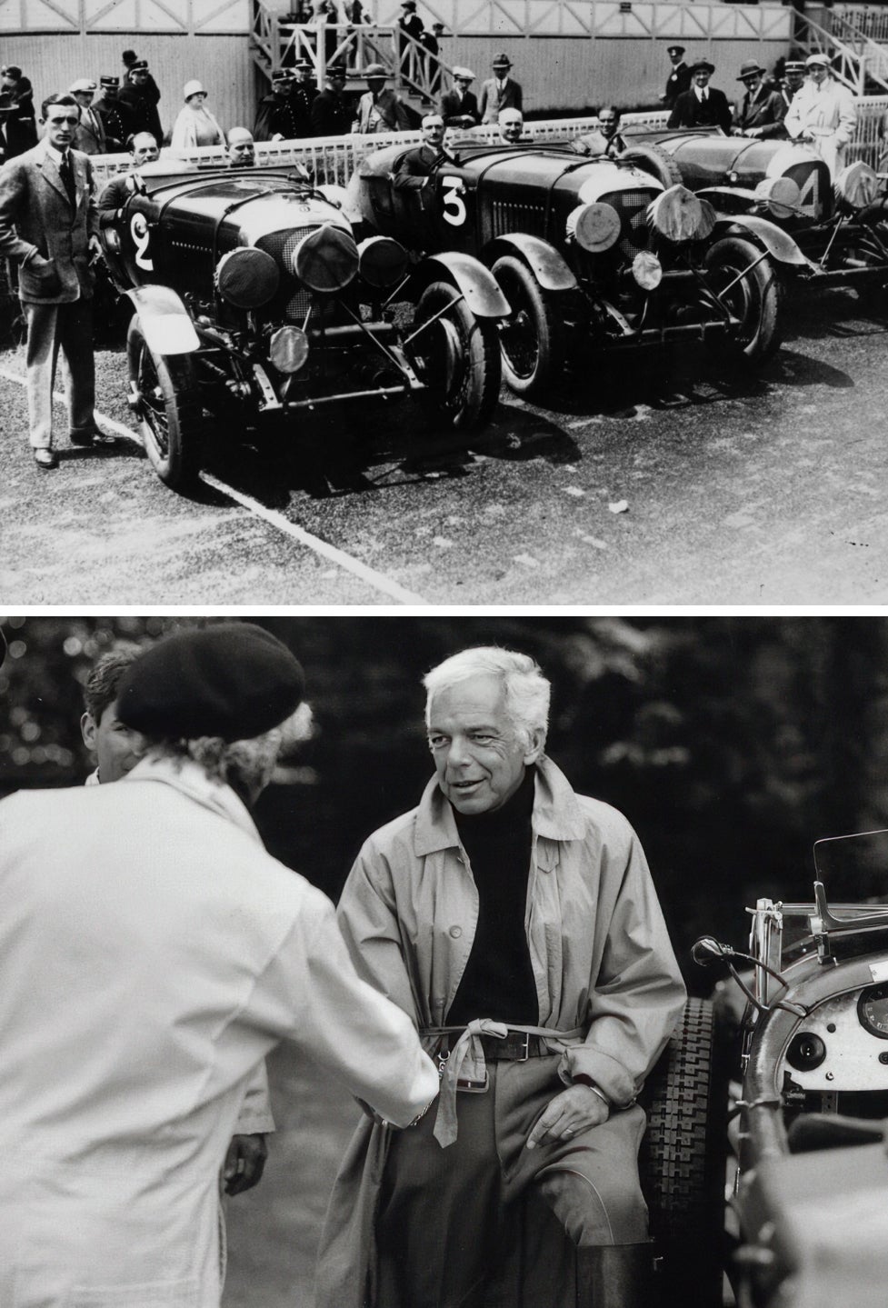 <strong>AUTO UND FAHRER</strong><br/><span>Mehrere Mitglieder der Bentley Boys (oben) und ihre Blowers im Stadtteil Mayfair, wo sie einige der ber&uuml;hmtesten Londoner Partys der damaligen Zeit veranstalteten</span><br/><span>Ralph Lauren und sein Bentley Blower</span><br/>