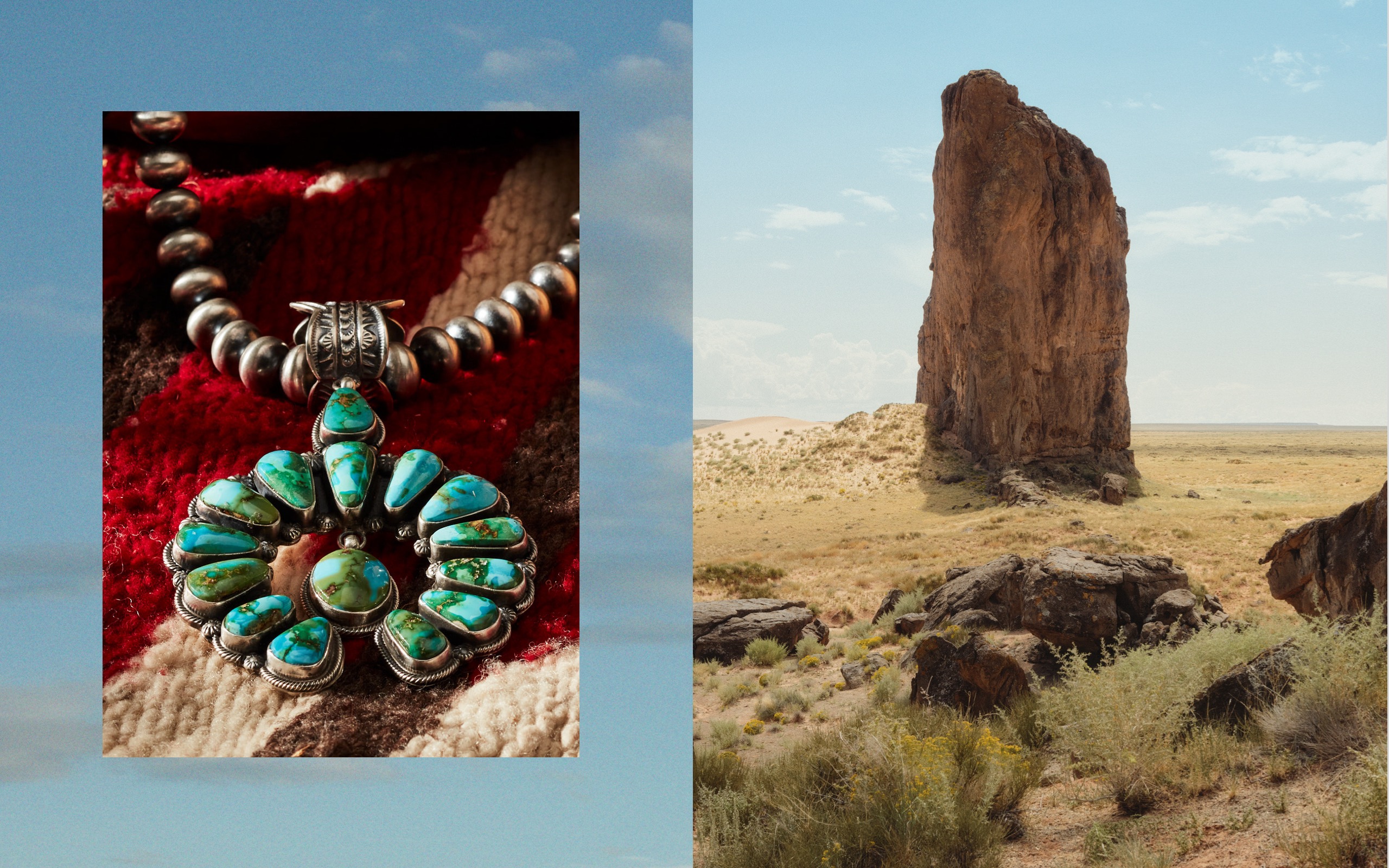  <strong>DIE LIEBE ZUM LAND</strong><br/> <span>Polo Ralph Lauren x Naiomi Glasses, die erste Kollaboration im Rahmen des „Artist in Residence“-Programms von Ralph Lauren, würdigt das Erbe und die jahrhundertealten Bekleidungstraditionen der Navajo</span>  <br/> 