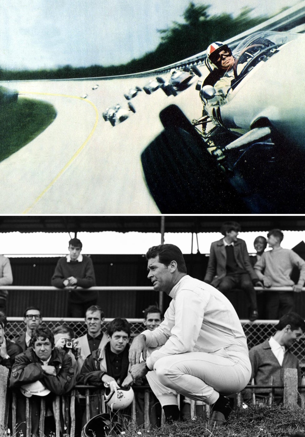 <strong>ASPHALTKRIEGER</strong><br/><span>Szenen aus dem Film <em>Grand Prix</em> mit James Garner, Toshiro Mifune, Francoise Hardy und anderen. Er wurde 1966 mit drei Oscars ausgezeichnet. </span>