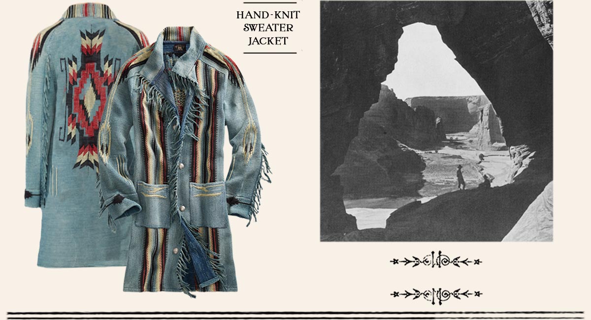 Fringe cardigan with an extended silhouette & Southwestern motifs