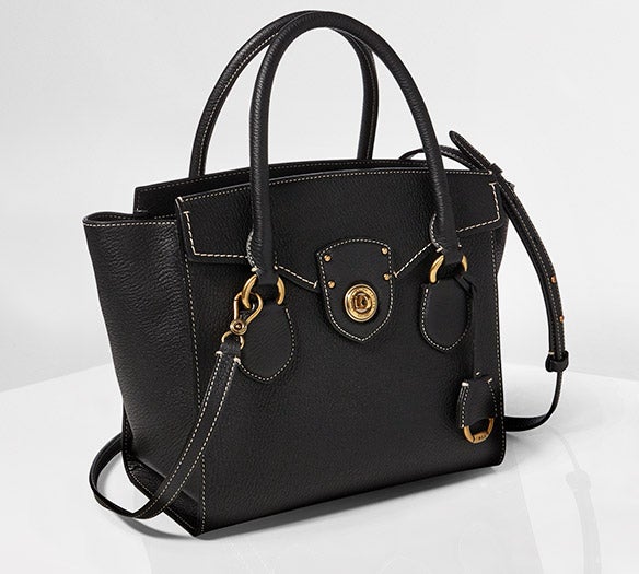 Denim shoulder bag with chain-link strap