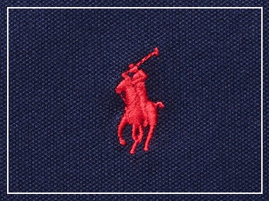 Close-up of signature embroidered pony