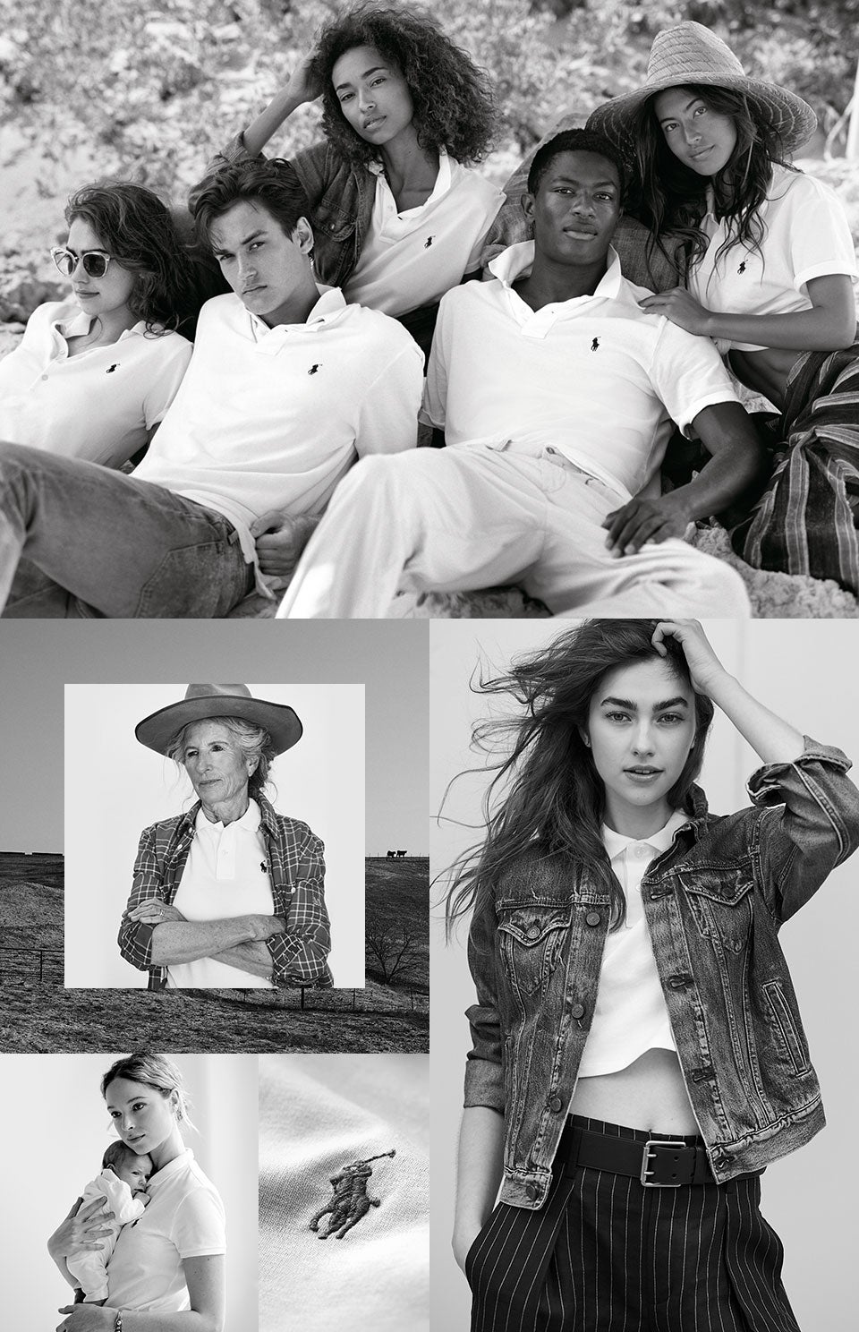 Collage of men in Polo shirts looks from casual to preppy